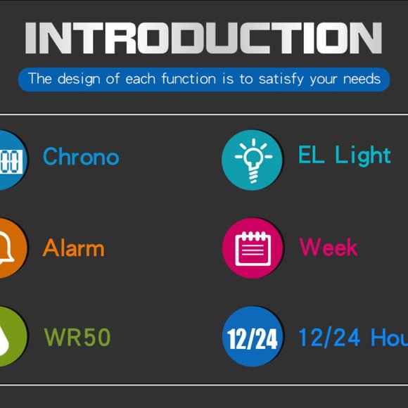 NEW! Black Digital Watch for Men Women Sports Waterproof Outdoor - Picture 2 of 2